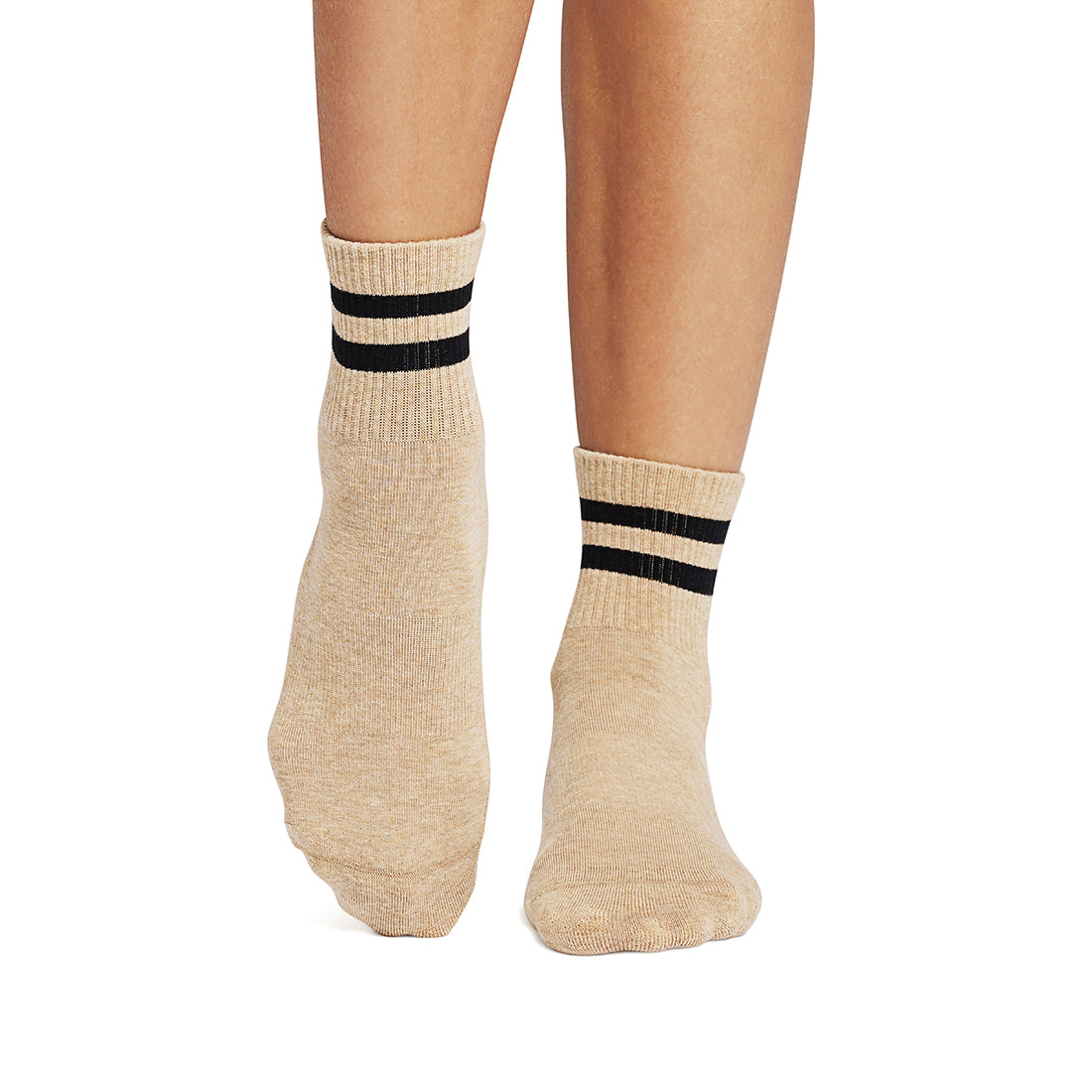 Tavi Grip Aria Stripe kojinės, spalva Camel – ant pėdų, vaizdas iš priekio