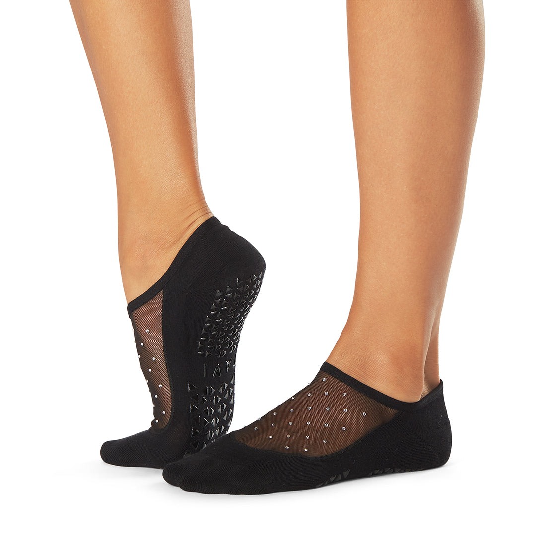 Tavi Grip Maddie kojinės, spalva Black Sparkle – ant pėdų, vaizdas iš šono