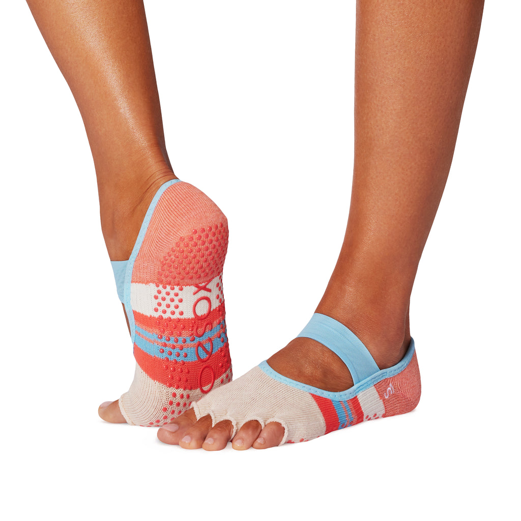 ToeSox Half Toe Mia kojinės atvirais pirštais, spalva East Coast – ant pėdų, vaizdas iš šono