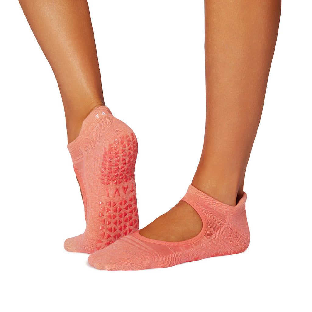 Tavi Grip Emma Breeze kojinės, spalva Hot Coral – ant pėdų, vaizdas iš šono