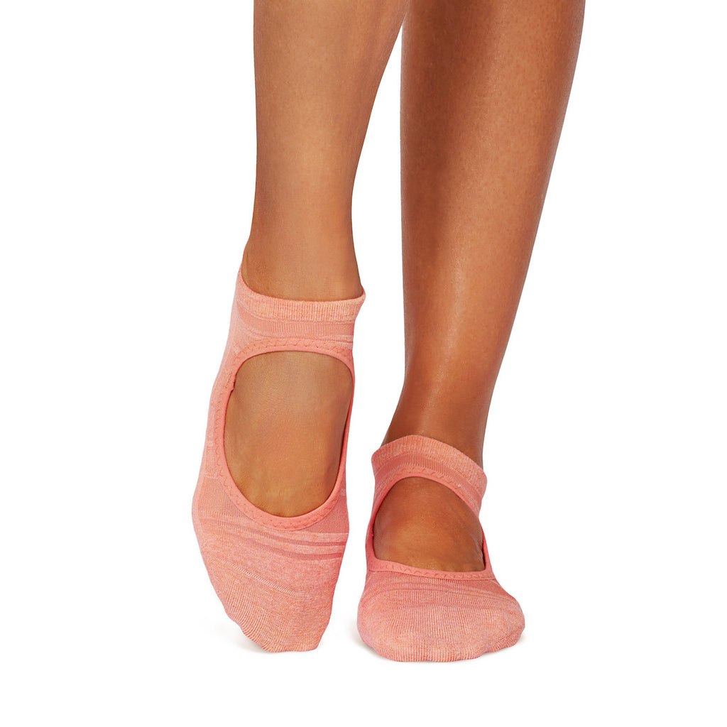 Tavi Grip Emma Breeze kojinės, spalva Hot Coral – ant pėdų, vaizdas iš priekio