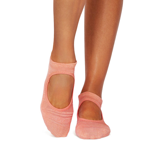 Tavi Grip Emma Breeze kojinės, spalva Hot Coral – ant pėdų, vaizdas iš priekio