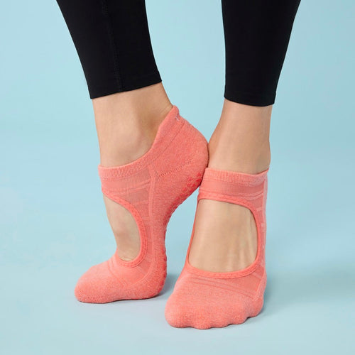 Tavi Grip Emma Breeze kojinės, spalva Hot Coral – su juodomis tamprėmis