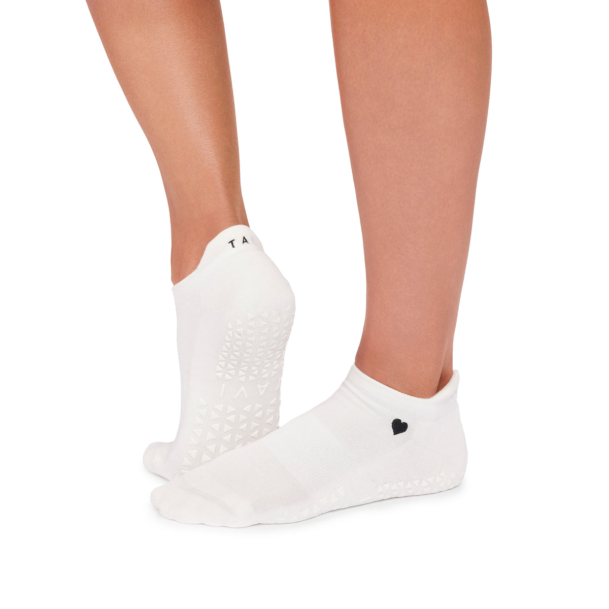 Tavi Grip Savvy kojinės, spalva Coconut Heart – ant pėdų, vaizdas iš šono