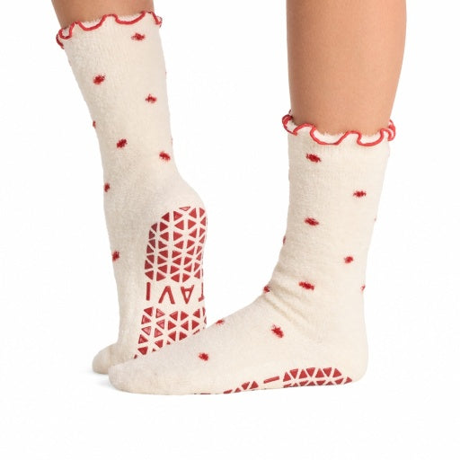 Tavi Grip Lounge kojinės, spalva Sweet dots – ant pėdų, vaizdas iš šono