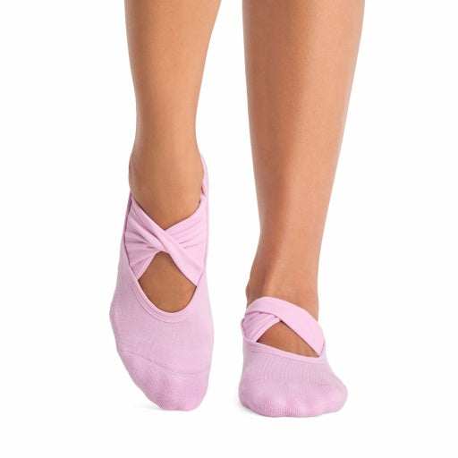 Tavi Grip Penny kojinės, spalva Moonlit lilac – ant pėdų, vaizdas iš priekio