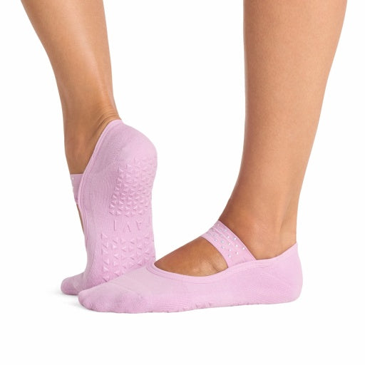Tavi Grip Lola kojinės, spalva Moonlit lilac – ant pėdų, vaizdas iš šono