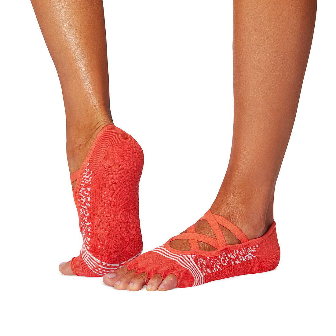 ToeSox Half Toe Elle Tec kojinės atvirais pirštais, spalva Strength – ant pėdų, vaizdas iš šono