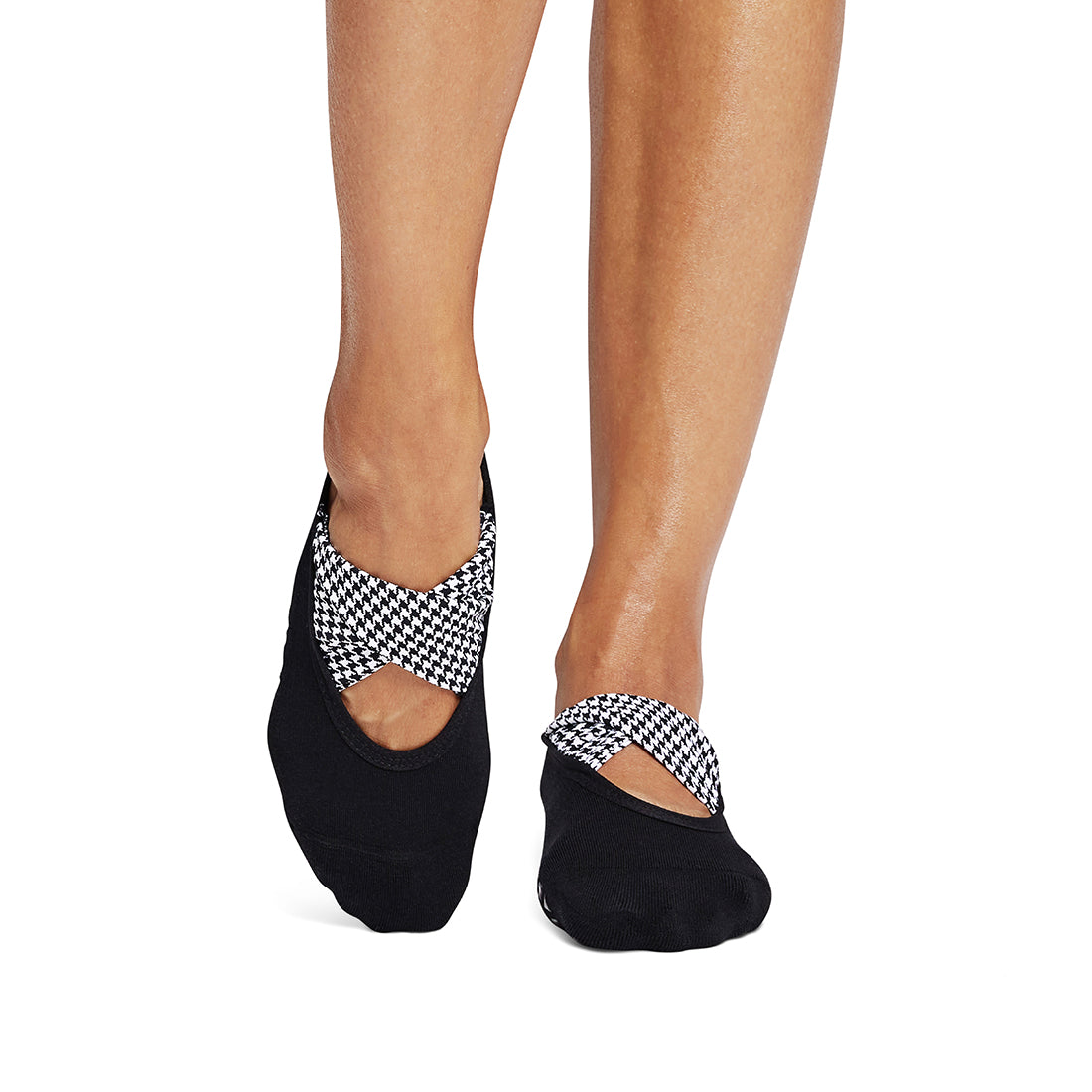 Tavi Grip Penny kojinės, spalva Houndstooth – ant pėdų, vaizdas iš priekio